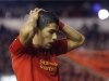 Liverpool's Suarez reacts after a missed opportunity during their Europa League Group A soccer match against Udinese at Anfield in Liverpool