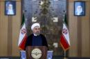 Iran's President Hassan Rouhani delivers a speech to the nation in Tehran