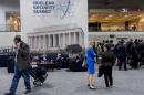 Journalists attend the 2016 Nuclear Security Summit at the Washington Convention Center in Washington, DC on March 31, 2016