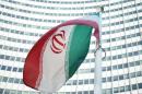 An Iranian flag outside the Vienna International Centre hosting the United Nations (UN) headquarters and the International Atomic Energy Agency (IAEA) in Vienna, on July 3, 2014