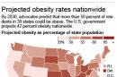 Graphic shows projected obesity rates in states across the nation