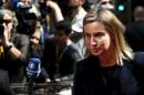 EU foreign policy chief Mogherini arrives at an EU leaders summit in Brussels