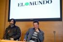 El Mundo correspondent Javier Espinosa (R) and freelance photographer Ricardo Garcia Vilanova give a press conference at El Mundo's headquarters in Madrid on March 30, 2014