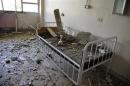 A view shows damages inside a room at Raqqa national hospital
