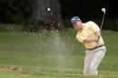 Jeff Maggert hits out of the bunker on the sixth hole during the Regions Tradition Champions Tour golf tournament at Shoal Creek Country Club, Saturday, May 16, 2015, in Birmingham, Ala. (AP Photo/Butch Dill)