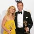 Claire Danes and Britsh actor Damian Lewis pose with their Emmy awards for outstanding lead actress and actor in a drama series for their roles in "Homeland" at the 64th Primetime Emmy Awards in Los Angeles