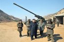 North Korean leader Kim Jong-Un visits a long-range artillery sub-unit of the Korean People's Army Unit 641, whose mission is to strike Baengnyeong Island of South Korea