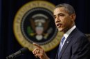 President Obama talks while on White House complex in Washington