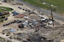 File picture shows the site of a fertilizer plant explosion in West, Texas, as pictured from the air as Obama assesses the damage from Marine One