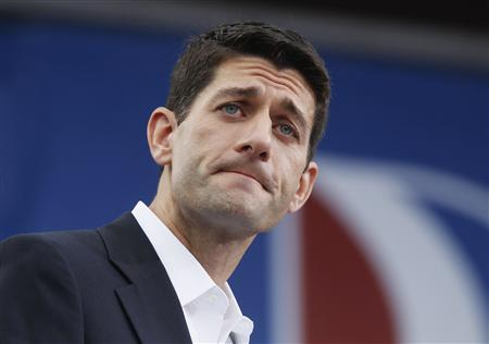 U.S. Congressman Paul Ryan (R-WI) speaks after Republican U.S. Presidential candidate Mitt Romney introduced him as his vice-presidential running mate during a campaign event at the retired battleship USS Wisconsin in Norfolk, Virginia, August 11, 2012. REUTERS/Shannon Stapleton