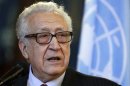 U.N.-Arab League peace mediator Lakhdar Brahimi speaks during a joint news conference with Russia's Foreign Minister Sergei Lavrov in Moscow