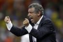 Greece's head coach Fernando Santos instructs his players during the group C World Cup soccer match between Greece and Ivory Coast at the Arena Castelao in Fortaleza, Brazil, Tuesday, June 24, 2014. (AP Photo/Natacha Pisarenko)