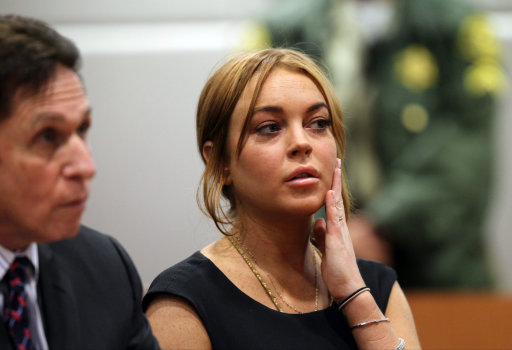 FILE - This Jan. 30, 2013 file photo shows actress Lindsay Lohan in Los Angeles court with her attorney Mark Heller, left, for a pretrial hearing in a case filed over the actress' June car crash. Lohan's case on charges she lied to police about her role in a June 2012 car crash returns to court on Friday March 1, 2013. (AP Photo/David McNew, Pool)