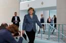 German Chancellor Merkel arrives to give statement on Turkey's request to seek prosecution of German comedian in Berlin