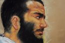 Dibujo del artista Janet Hamlin del presunto terrorista Omar Khadr. EFE/Archivo