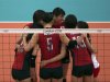 Japan's players celebrate after winning their women's Group A volleyball match against Algeria at the London 2012 Olympic Games at Earls Court in London