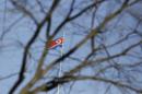 A North Korean flag is seen on the top of its embassy in Beijing