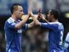 Chelsea's Terry celebrates his goal against Queens Park Rangers with Cole during their English Premier League soccer match at Stamford Bridge in London