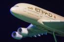 A model Etihad Airways plane is seen before the unveiling of New York City FC's new home jersey in New York