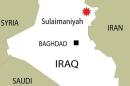 Map locating Sulaimaniyah in northern Iraq, where a bombing targeted a general on Sunday, damaging his vehicle but leaving him unharmed