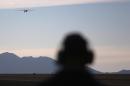 A US predator drone takes off for a surveillance flight near the Mexican border on March 7, 2013