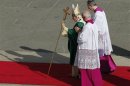 Pope Benedict XVI arrives to conduct mass to open the year of faith at the Vatican