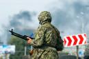 A pro-Russia separatist checkpoint on September 23, 2014 near the Donetsk airport in Ukraine