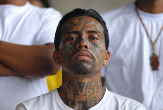 A gang member attends a mass at the prison of Izalco, about 65 km (40 miles) from San Salvador