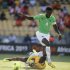 Ivory Coast goalkeeper Barry Copa makes a save as Togo's captain Emmanuel Adebayor attempts to score during their African Nations Cup (AFCON 2013) Group D soccer match in Rustenburg