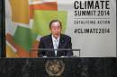 U.N. Secretary General Ban Ki-moon speaks during the Climate Summit at the U.N. headquarters in New York