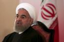 File photo of Iranian President Hassan Rouhani speaking during news conference in Islamabad
