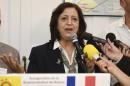 Sinam Mohamad, the European Representative of the Rojava Self-Ruled Democratic Administration, the de-facto government running Kurdish-held northern Syria, delivers a speech during the opening ceremony of the Rojava "mission" in Paris on May 23, 2016