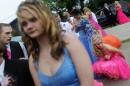Students wait to enter their high school prom in Booneville, Kentucky, on April 21, 2012