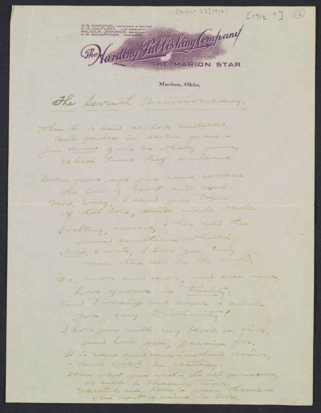 Warren G. Harding love letter