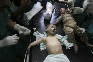 Palestinian children wounded in Israeli shelling are &hellip;