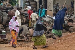 Muslim women walk in the Brituetterie district of Yaounde&nbsp;&hellip;