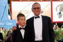 Director Andrei Konchalovsky poses with his son Pyotr as they attend the red carpet for the movie "Paradise" at the 73rd Venice Film Festival in Venice