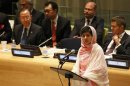 Yousafzai gives her first speech since the Taliban in Pakistan tried to kill her for advocating education for girls, at U.N. Headquarters in New York