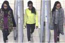 Combo picture of CCTV handouts shows British teenage girls Shamima Begun, Amira Abase and Kadiza Sultana walking through security at Gatwick airport before they boarded a flight to Turkey