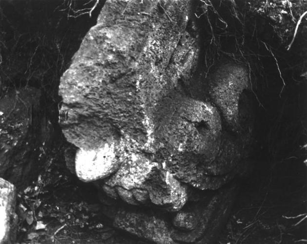 Fotografía cedida por el Instituto Nacional de Antropología e Historia (INAH) que muestra una escultura serpentiforme hallada en el pie del basamento sur del cerro Coatepec, el lugar que el investigad
