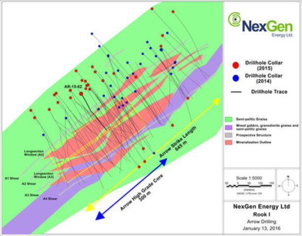 Figure 1: Arrow Zone Drill Hole Locations (CNW Group/NexGen Energy Ltd.)