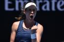 Britain's Johanna Konta reacts after scoring a point against Japan's Naomi Osaka during their Australian Open second round match, in Melbourne, on January 19, 2017