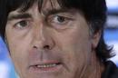 German national soccer team head coach Joachim Loew attends a news conference after an official training session one day before the World Cup semifinal soccer match between Brazil and Germany at the Mineirao Stadium in Belo Horizonte, Brazil, Monday, July 7, 2014. (AP Photo/Matthias Schrader)