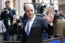 Sweden's Prime Minister Fredrik Reinfeldt arrives at a European leaders emergency summit on the situation in Ukraine, in Brussels