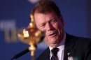 Tom Watson talks during a press conference at Gleneagles Golf Course in Perthshire, Scotland on September 24, 2013