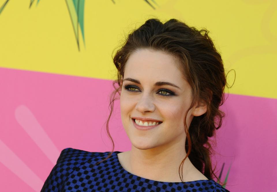 In this March 23, 2013 file photo, actress Kristen Stewart arrives at the 26th annual Nickelodeon&#39;s Kids&#39; Choice Awards, in Los Angeles. Stewart has signed on to play the lead in Drake Doremus’ futuristic love story “Equals,” and it’s making her a nervous wreck. “I can’t believe I agreed to do it,” said the actress during a recent phone interview of the sci-fi drama, also starring “X-Men: Days of Future Past” star Nicholas Hoult. (Photo by Jordan Strauss/Invision/AP, File)