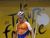 Rabobank rider Niermann of Germany arrives at the sign-in podium with a fake antenna on his helmet before the start of the tenth stage of the 96th Tour de France cycling race between Limoges and Issoudun