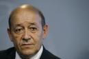 France's Defence Minister Jean-Yves Le Drian attends a news conference in Paris
