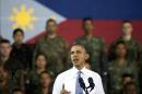 Barack Obama delivers remarks to US and Philippine troops at Fort Bonifacio in Manila on April 29, 2014