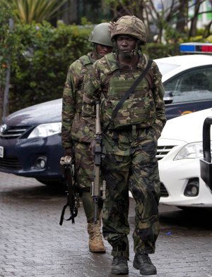 Kenyan army soldiers patrol near the Westgate Mall …